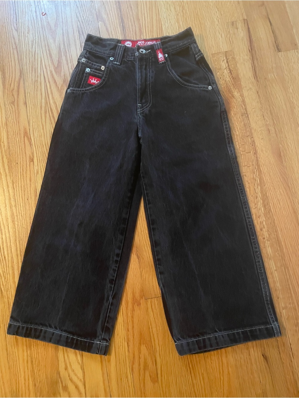 Vintage JNCO Jeans Kids Youth Size 8 Baggy Skater Black Mexico - Rare